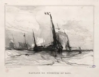 Fishing Boats at Anchor, by Eugène Isabey, 1836