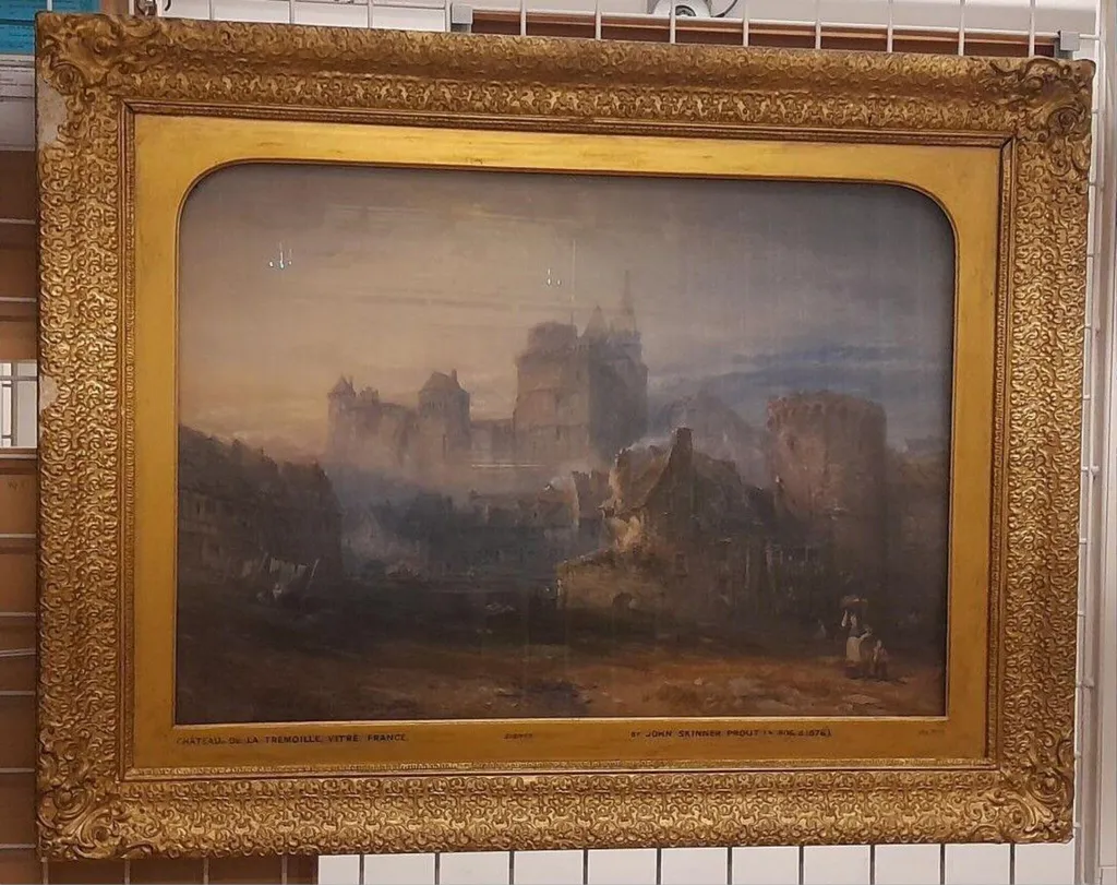 Chateau de la Trémoille, Vitré, France, by Samuel Prout, watercolor