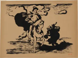 The Horseman and the Beggar (Le Cavalier et le mendiant), by Louis Anquetin, ink, 1893