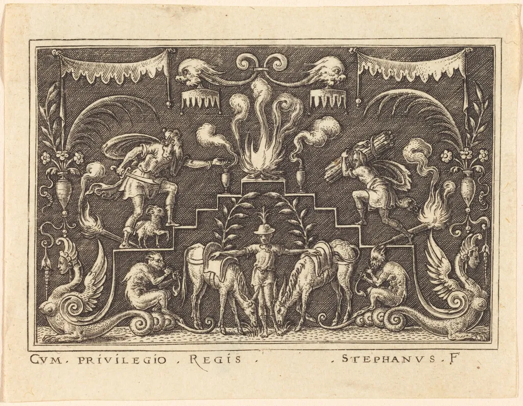 Sacrifice of Abraham, by Etienne Delaune, ink, 1551