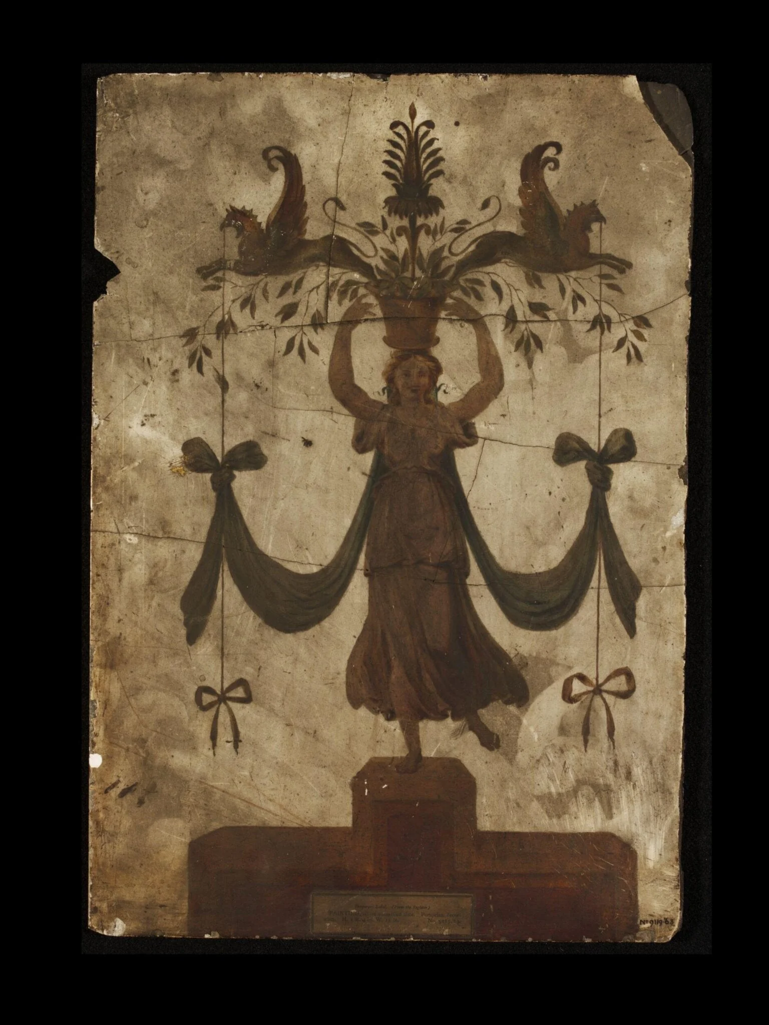 Modern copy of a pompeian wall painting, detail