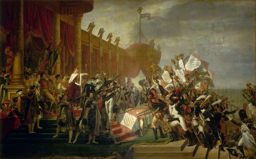The Distribution of the Eagle Standards, by Jacques-Louis David, oil, 1810