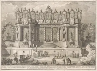 The Prima Macchina for the Chinea of 1761: The Salubrious Baths, by Giuseppe Vasi, ink, 1761