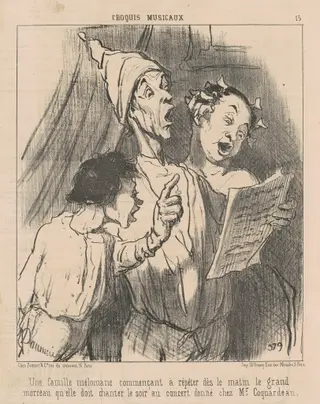 Une famille mélomane ..., by Honoré Daumier, ink, 1852