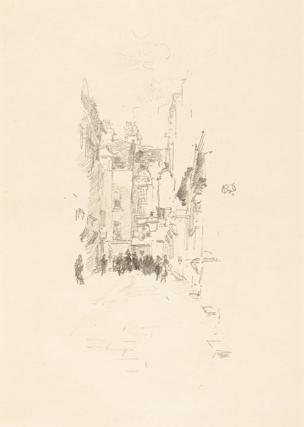 Little Court, Cloth Fair, by James McNeill Whistler, ink, 1887
