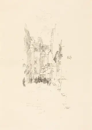 Little Court, Cloth Fair, by James McNeill Whistler, ink, 1887