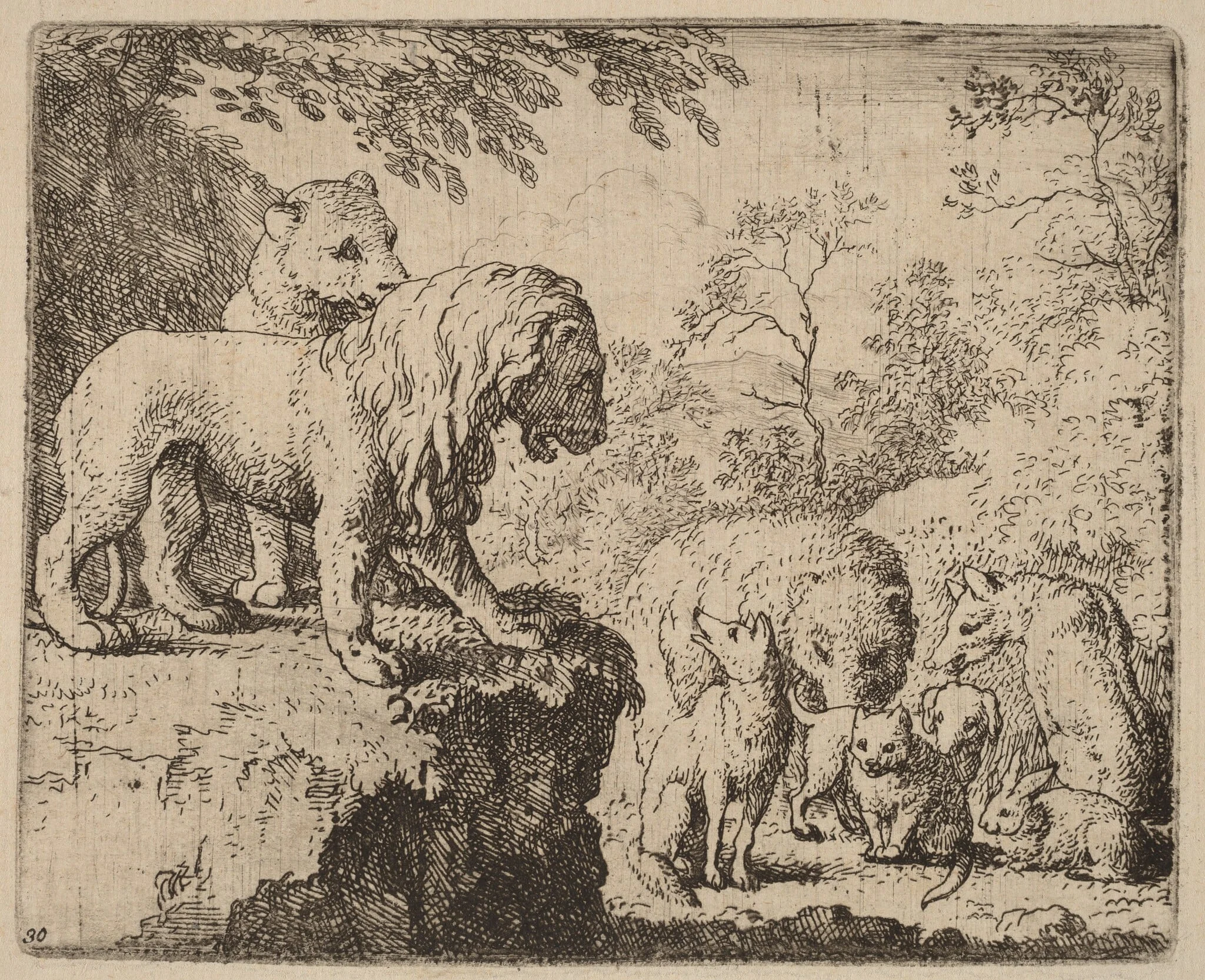 The Lion Pardons Reynard before the Other Animals, detail