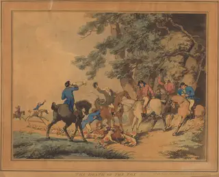 The Death of the Fox, by Thomas Rowlandson, ink, 1786