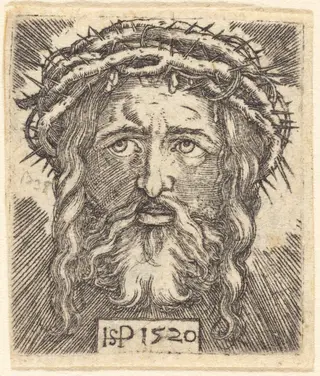 Head of Christ, by Sebald Beham, ink, 1520