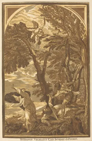 The Death of Saint Peter Martyr, by John Baptist Jackson, ink, 1738