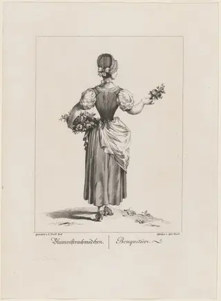 Blumenstraussmädchen (Flower Seller), by Quirin Mark, ink, 1775