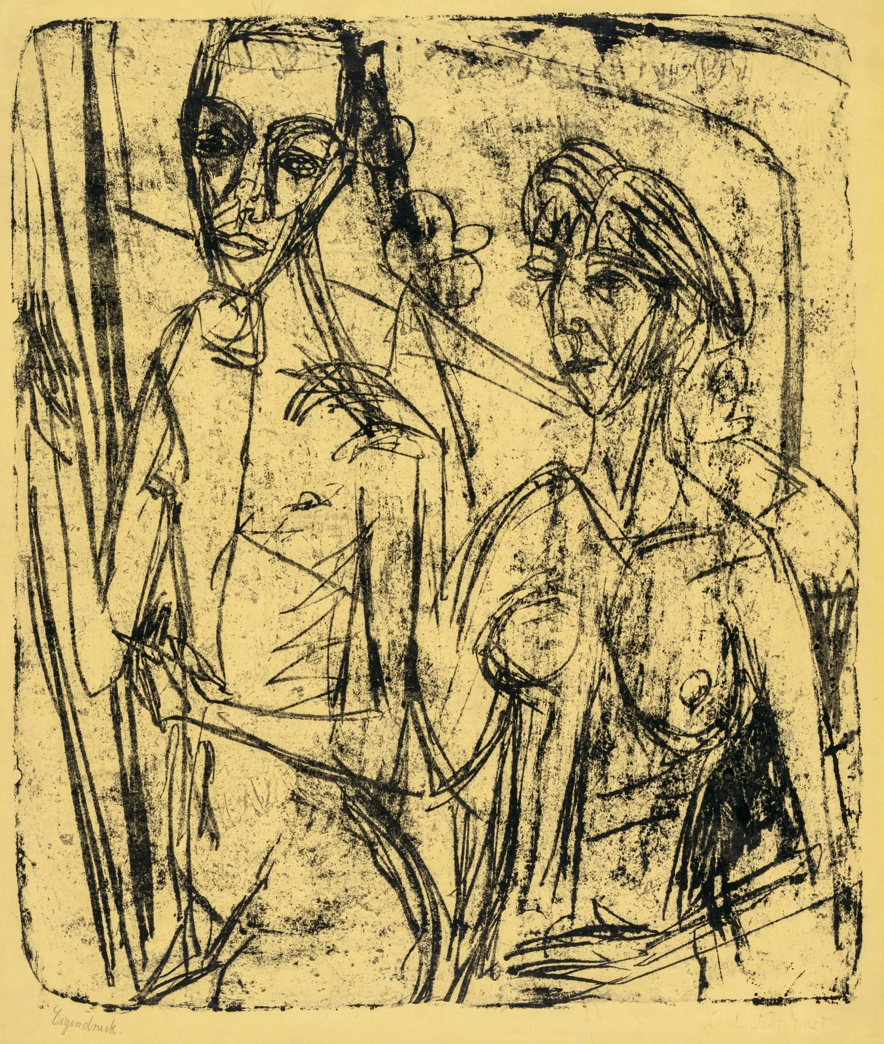 Couple in Room, Nude Man with Woman, detail