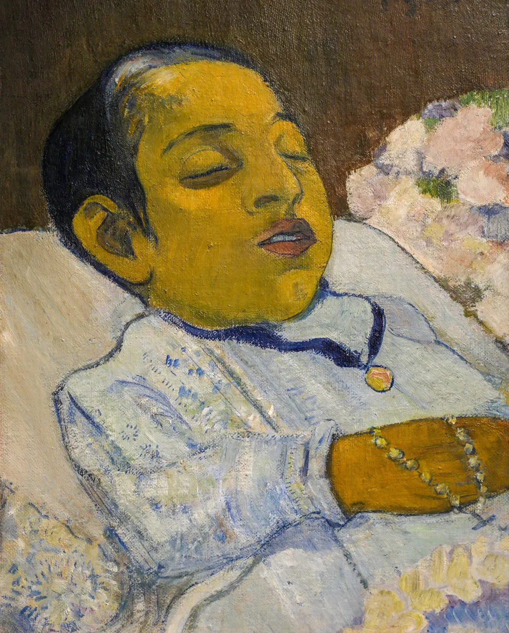 Deathbed portrait of Aristide 'Atiti' Suhas, died 5 March 1892, 1.5 years old, by Paul Gauguin, oil, 1896