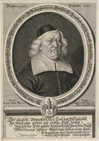Johann Valentin Maier, by Jacob von Sandrart, ink