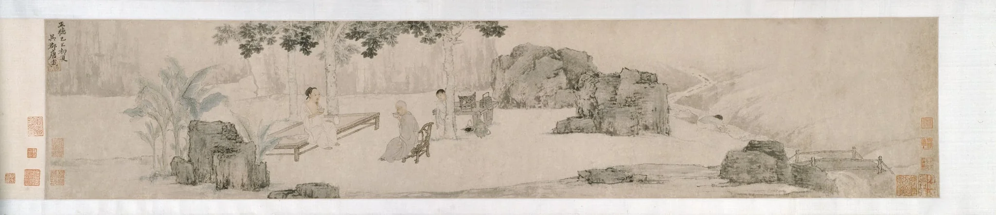 Tea Drinking Under the Wutong Tree, detail