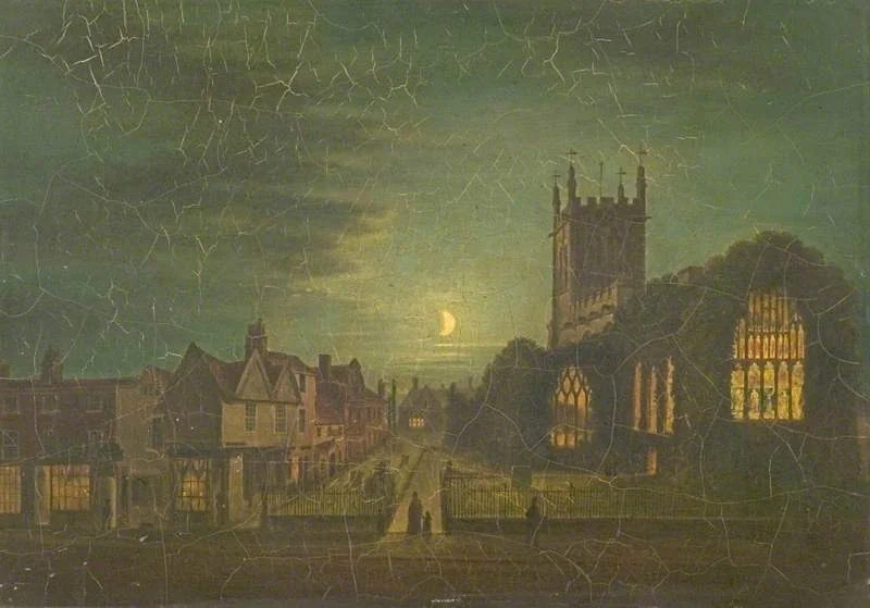 St Peter's Church, Derby, by Moonlight, detail