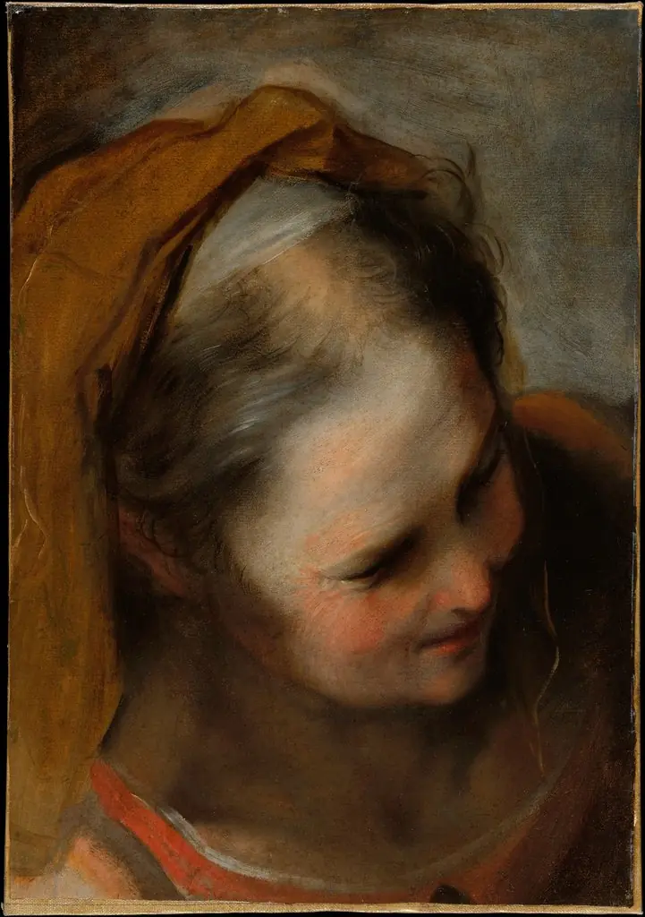 Head of an Old Woman Looking to Lower Right (Saint Elizabeth), by Federico Barocci