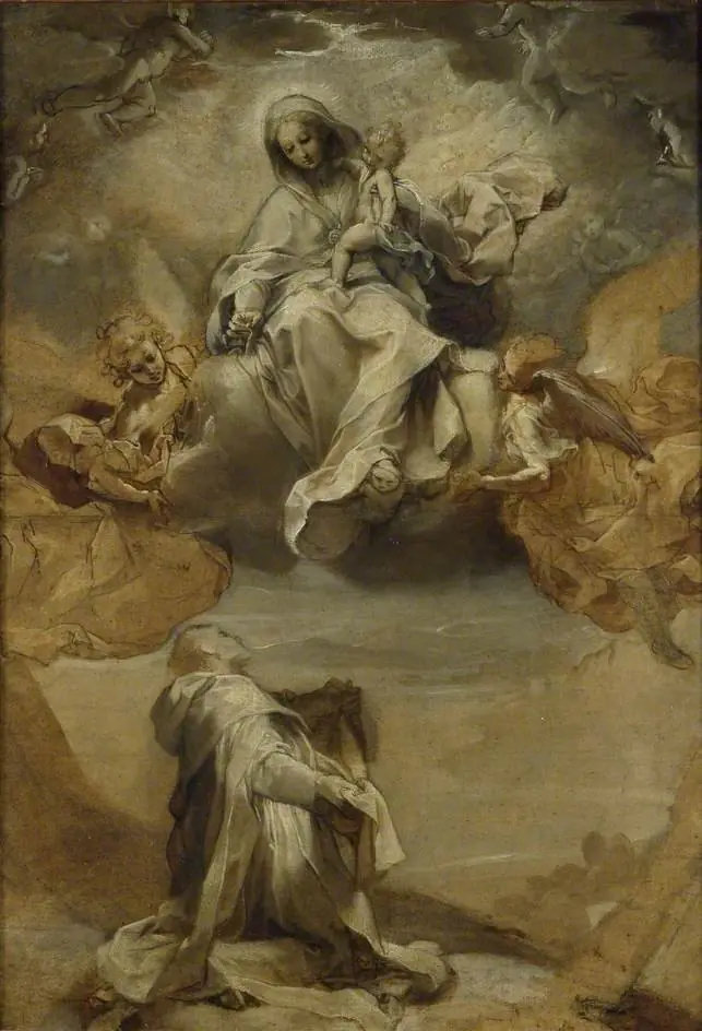 St Dominic de Guzmán receiving the Rosary, by Federico Barocci