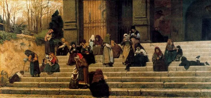 Impressions of Rome (The poor on the steps of the convent of l’Ara Caeli in Rome), by Federico Zandomeneghi