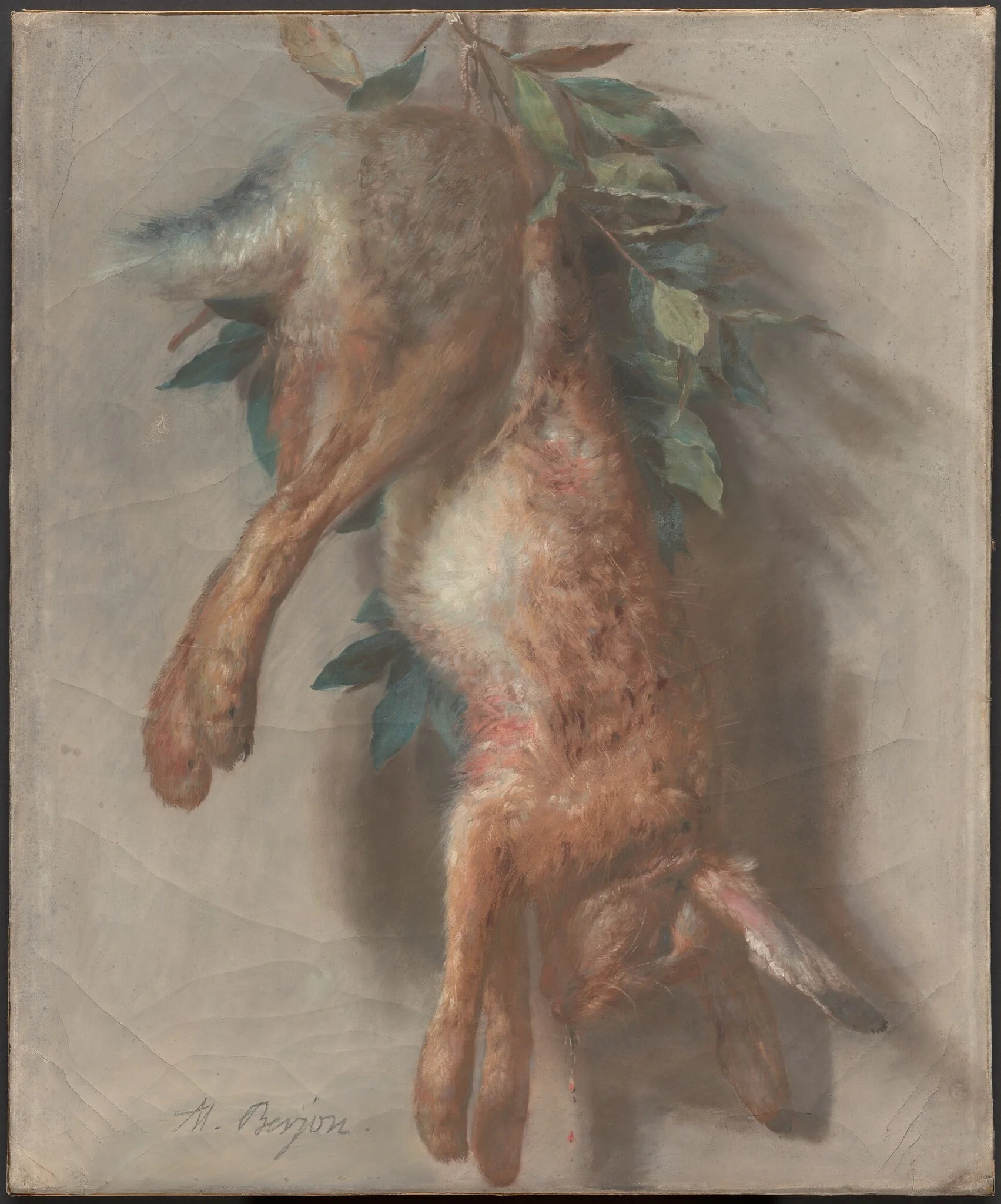 Hunting Trophy with Hare and Bay Leaves, detail
