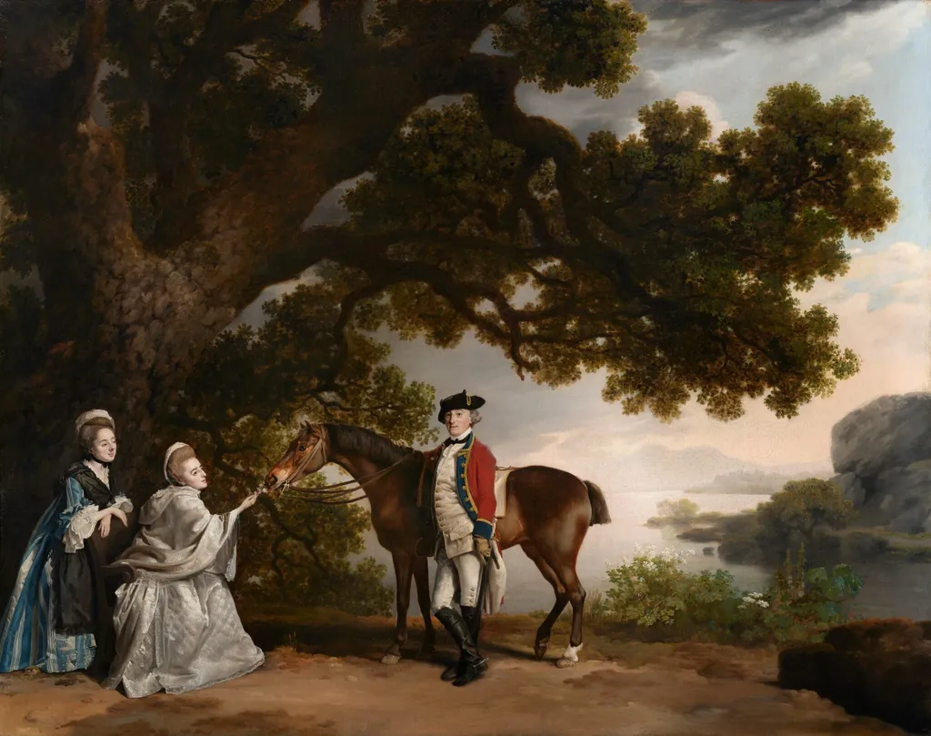 Captain Samuel Sharpe Pocklington with His Wife, Pleasance, and possibly His Sister, Frances, by George Stubbs, oil, 1769