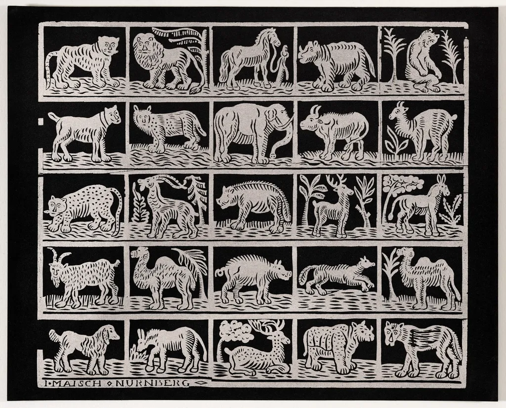 Endpaper with Animals, by Johann Maisch, ink, 1824