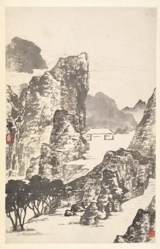 Landscape after Mi Fu, by Min Zhen, unspecified, 1788