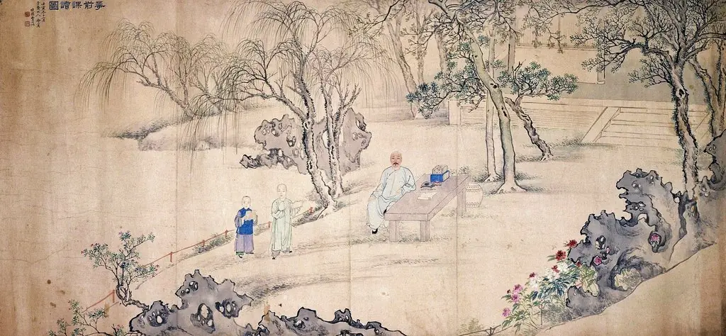 Lesson among the flowers., by Fei Danxu