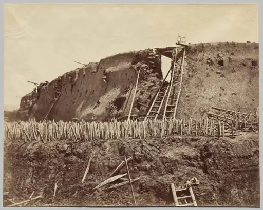 Angle of Taku Fort at which the French entered, by Felice A. Beato