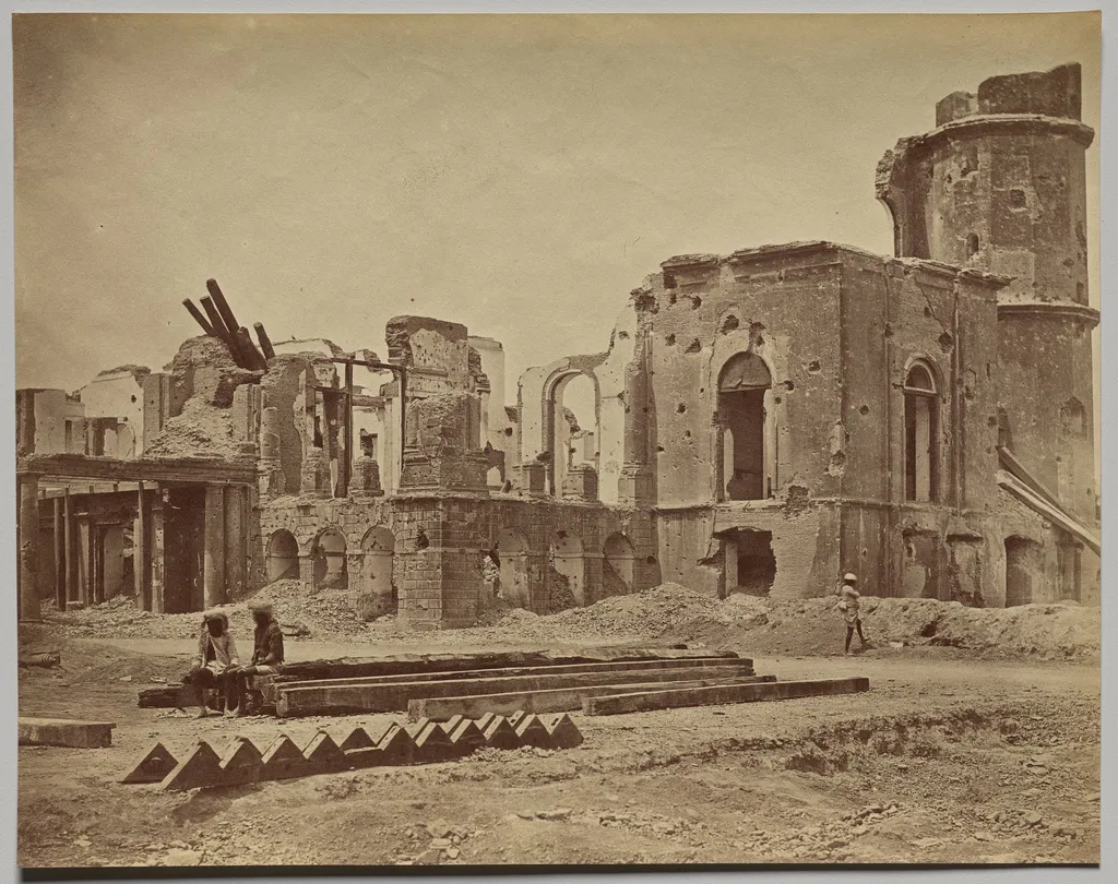 The Residency From the Front, Showing the Room in Which Sir Henry Lawrence was Killed, by Felice A. Beato, 1858