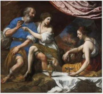 Lot and his Daughters, by Felice Ficherelli, oil, 1650