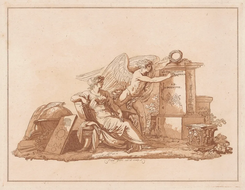 Personification of Architecture with the Genius of the Fine Arts, by Felice Giani, ink, 1797