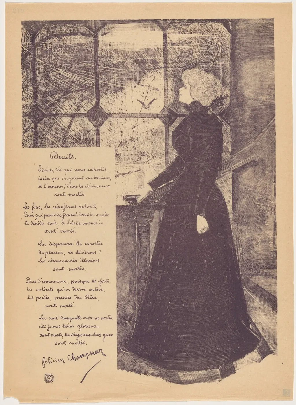 Deuils (Mourning Clothes), by Félicien Champsaur, ink, 1895