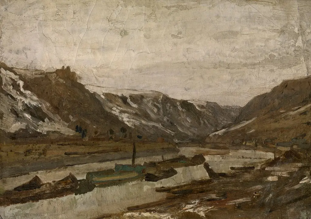 Barges in Dinant, by Félicien Rops