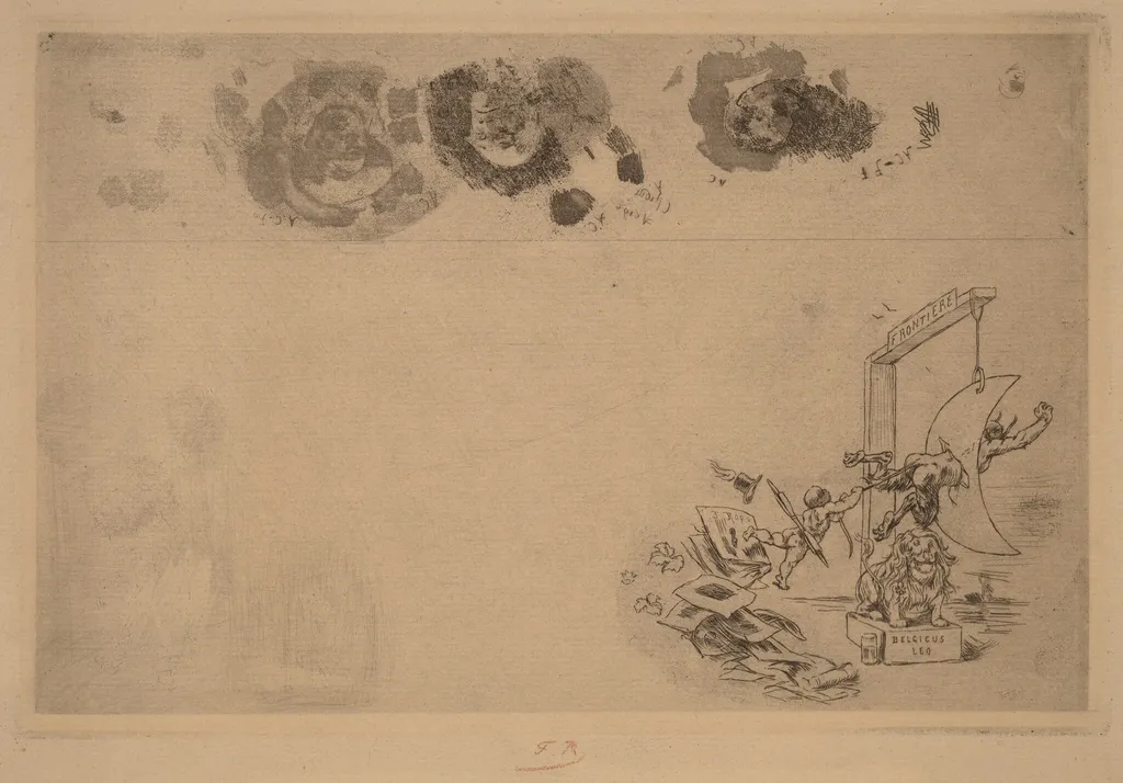 Belgian Border, Bill of Disorder (Frontiere de Belgique. Billet a Desordre), by Félicien Rops, ink, 1871