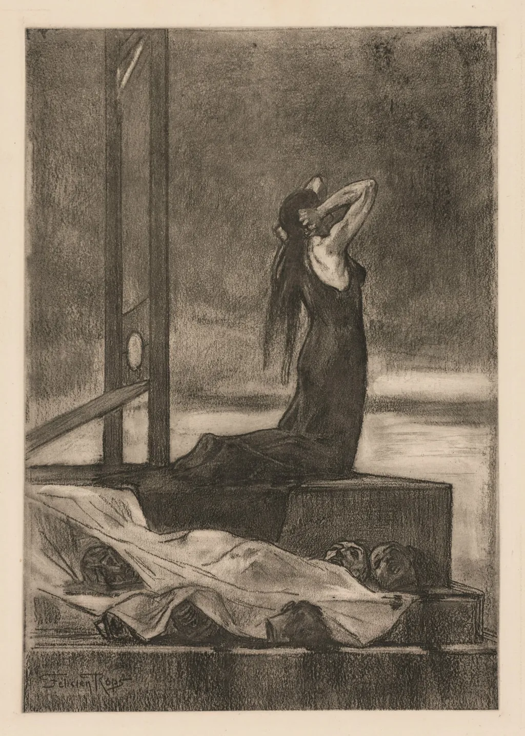 Capital Punishment: The Pain of Death (Todesstrafe: La peine de mort), by Félicien Rops, 1880