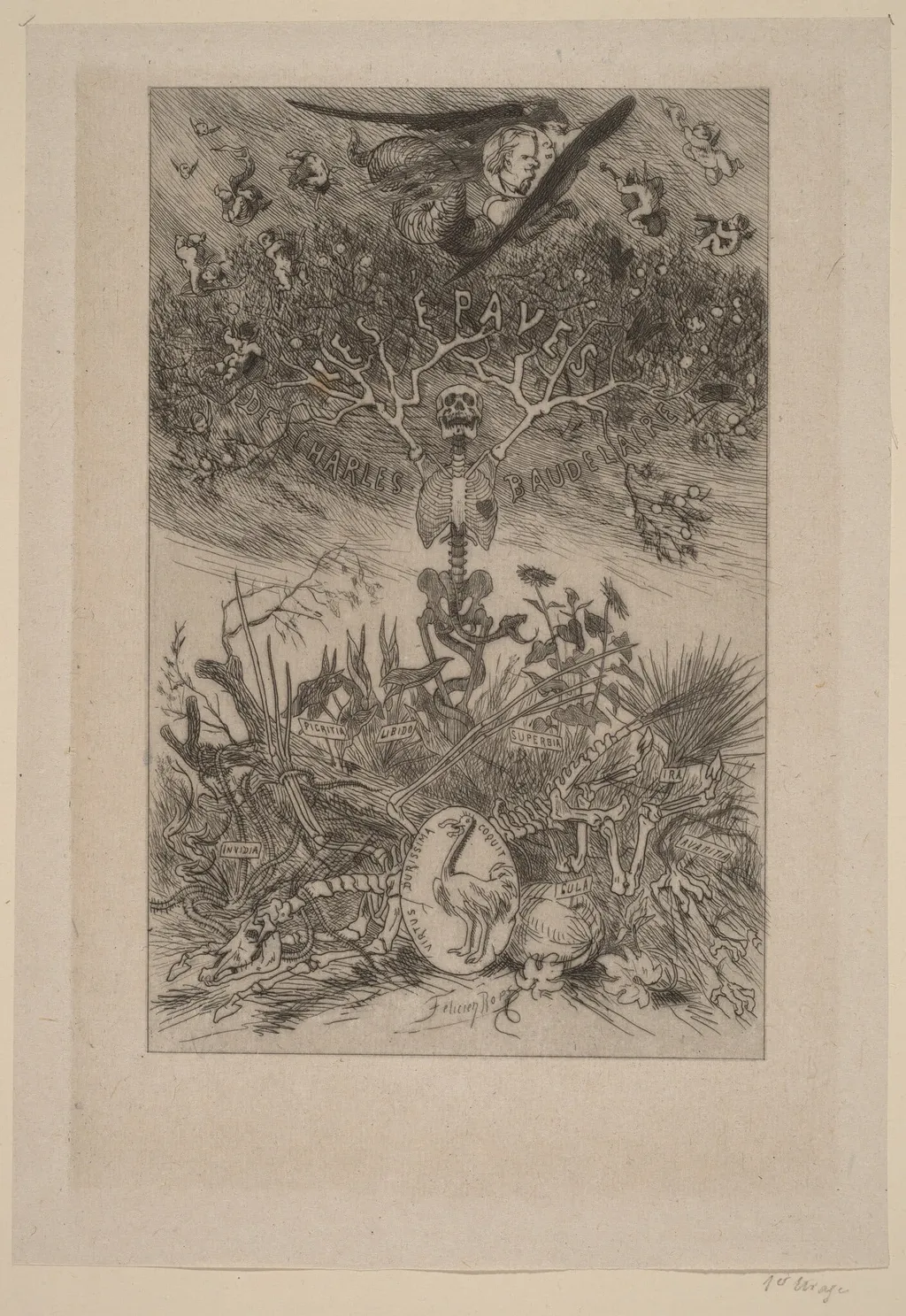 Frontispiece: The Waifs (Les Epaves), by Félicien Rops, ink, 1868