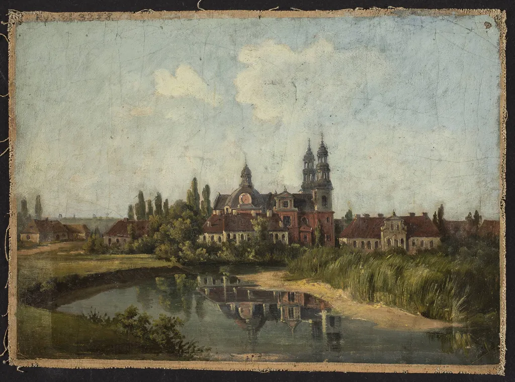 Church and monastery in Ląd, by Feliks Brzozowski, oil, 1874