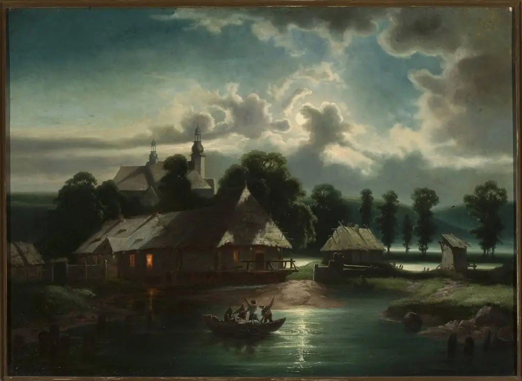 Countryside landscape at night, by Feliks Brzozowski