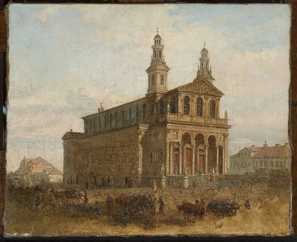 View of St. Carlo Borromeo Church in Warsaw, by Feliks Brzozowski