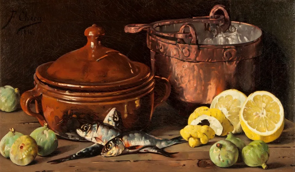 Bodegón, by Felipe Checa, oil, 1898