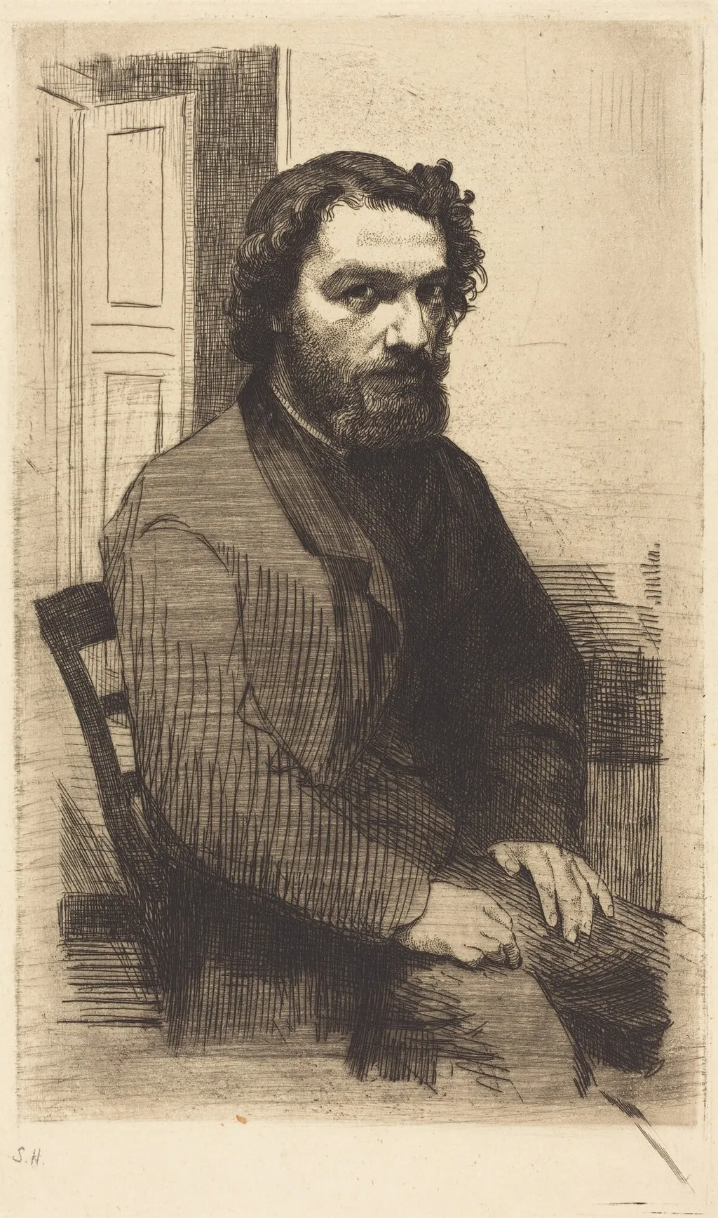 Alphonse Legros, by Félix Bracquemond, ink, 1861