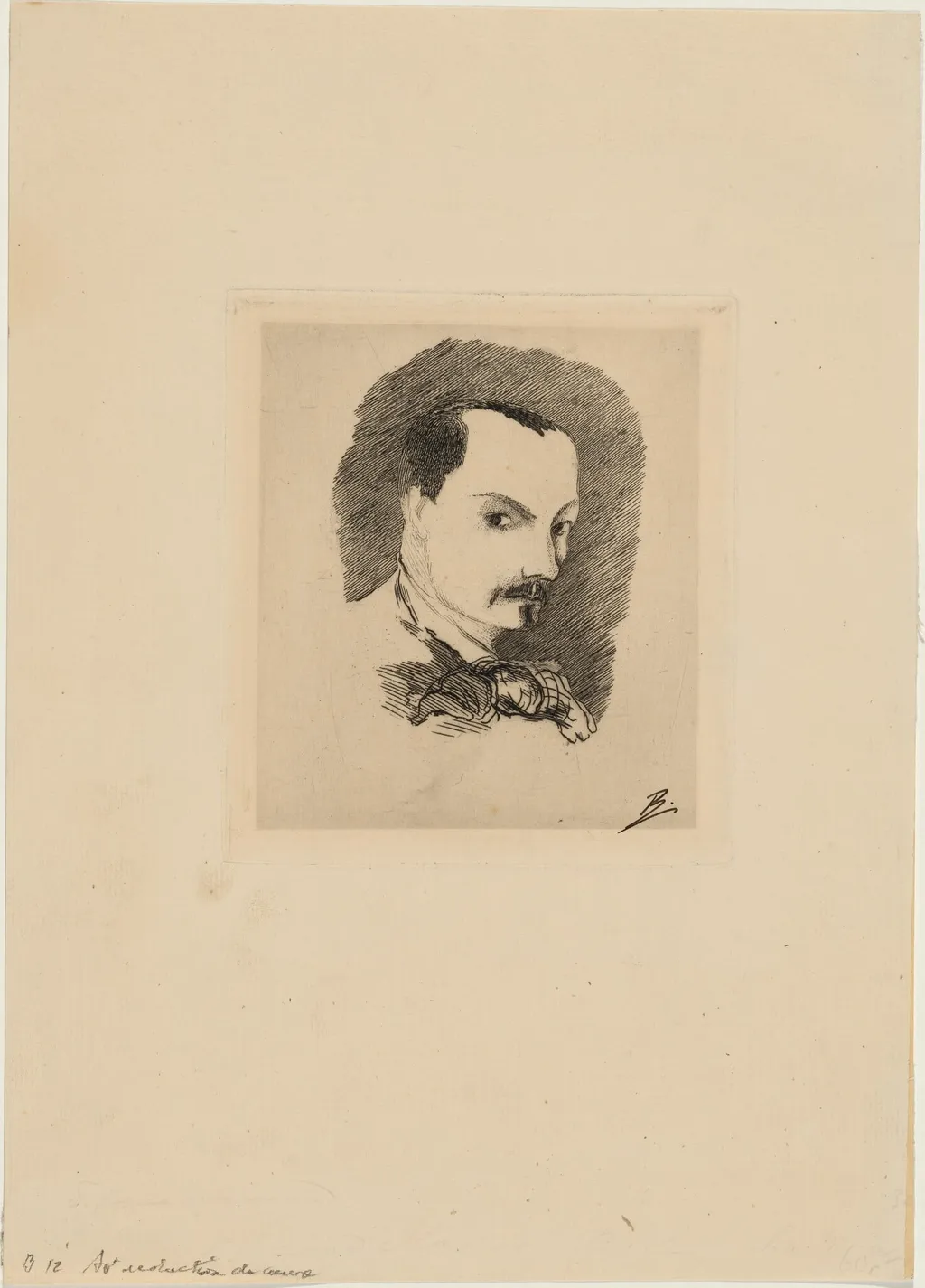 Baudelaire, by Félix Bracquemond, ink, 1869