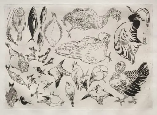 Dinner Service (Rousseau service): Ducks, fish, etc. (no. 12), by Félix Bracquemond