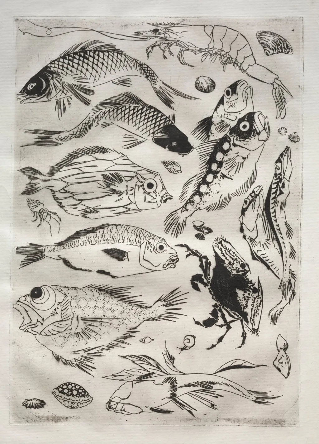 Dinner Service (Rousseau service): Fish (no. 24), by Félix Bracquemond, 1866