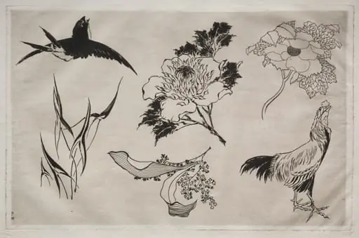 Dinner Service (Rousseau service): Swallow, Rooster and Flowers (no. 8), by Félix Bracquemond