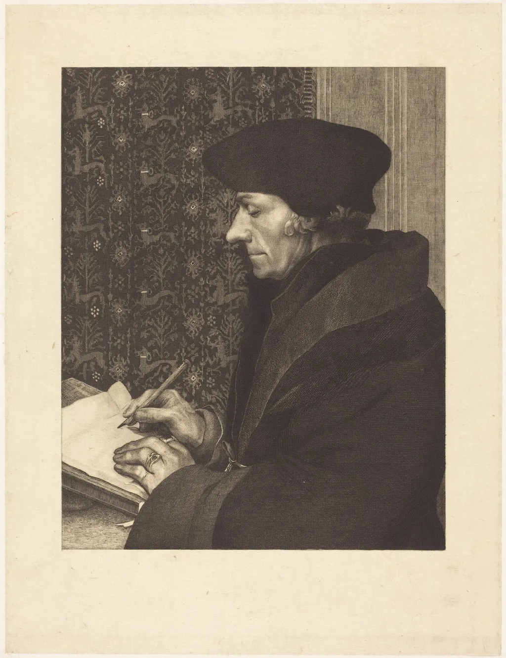 Erasmus, by Félix Bracquemond, ink, 1863