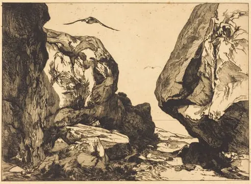 Gorge in the Rocks (Gorge dans les rochers), by Félix Bracquemond
