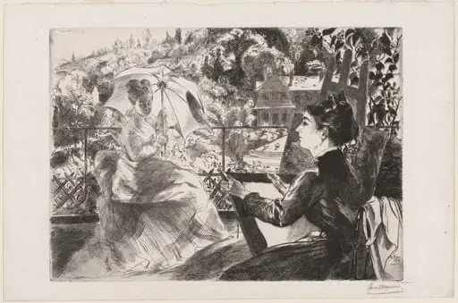 La Terrasse de la Villa Brancas, by Félix Bracquemond