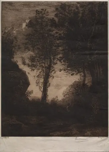 Landscape: Sunset, after Corot, by Félix Bracquemond